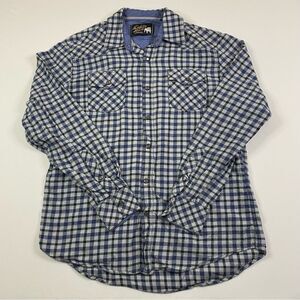 Duke’s Bark Flannel Shirt Men’s Medium Pearl Snap Flap‎ Pocket Western Cowboy